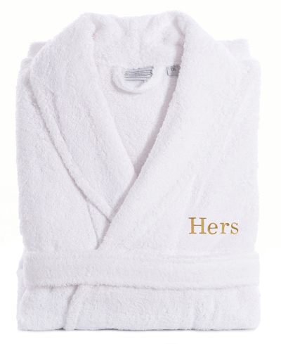 Shop Linum Home Turkish Cotton Embroidered Hers Terry Bathrobe In White