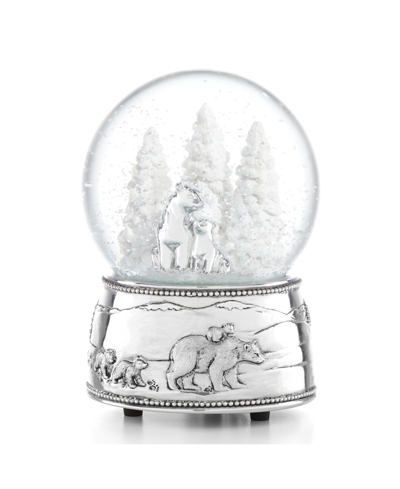 Reed & Barton North Pole Bound Polar Bear And Cubs Musical Snow Globe