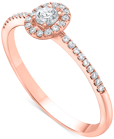 Macy's Diamond Halo Engagement Ring (1/4 Ct. T.w.) In 14k White, Yellow Or Rose Gold In Rose Gold