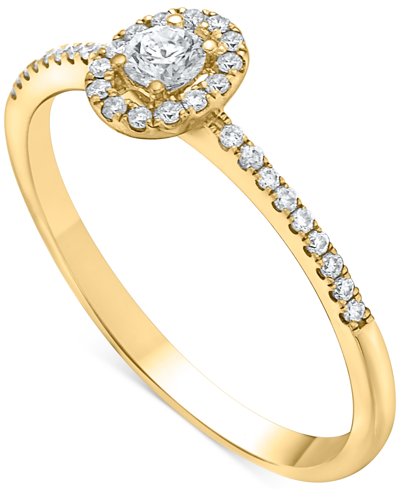 Macy's Diamond Halo Engagement Ring (1/4 Ct. T.w.) In 14k White, Yellow Or Rose Gold In Yellow Gold