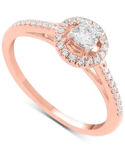 Macy's Diamond Halo Engagement Ring (1/4 Ct. T.w.) In 14k White, Yellow Or Rose Gold In Rose Gold
