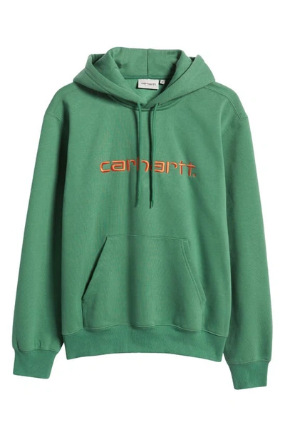 Shop Carhartt Hooded Logo Sweatshirt In Bonsa / Brick