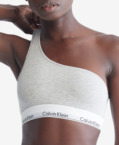 Calvin Klein Women's Modern One-shoulder Bralette Qf7007 In Grey | ModeSens