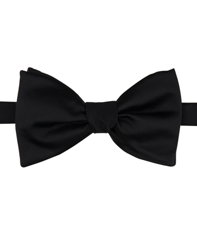 Shop Alfani Men's Oversized Satin Solid Bow Tie, Created For Macy's In Black