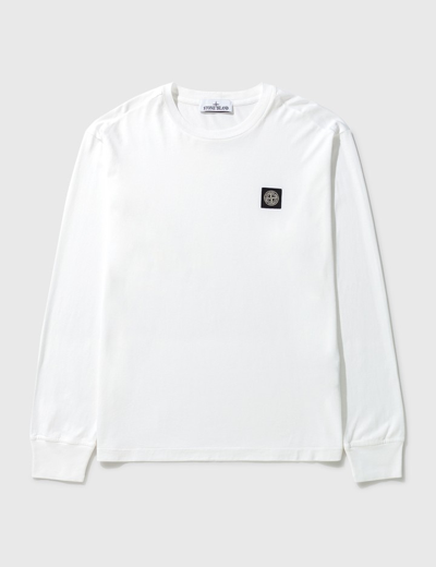 Shop Stone Island Jersey Cotton Long Sleeve T-shirt In White