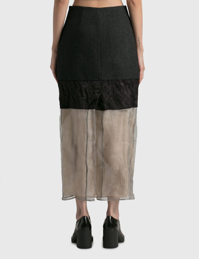 Shop Prada Cloth And Mesh Midi-skirt In Black
