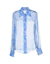 Miu Miu Patterned Shirts & Blouses In Azure