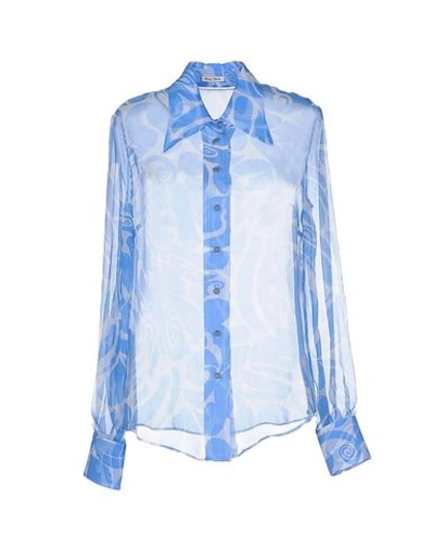 Miu Miu Patterned Shirts & Blouses In Azure