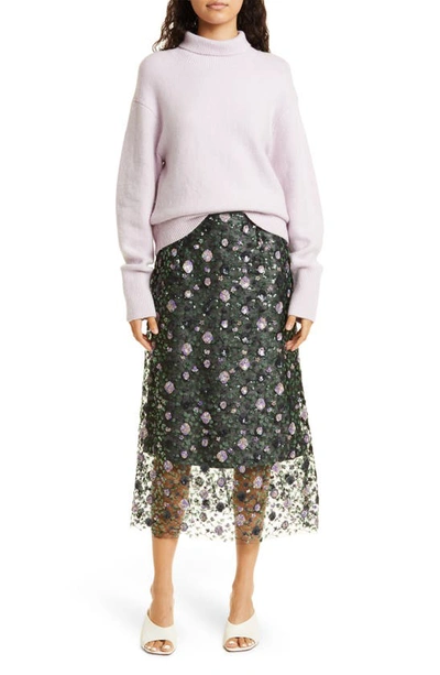 Vince Wool Blend Turtleneck Sweater In Pale Rose