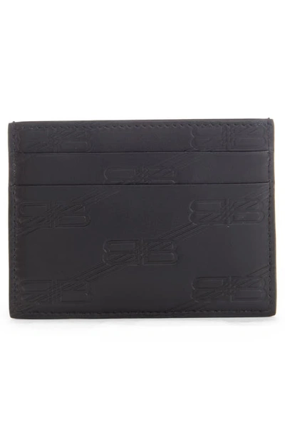 Shop Balenciaga Tire Tread Embossed Leather Card Holder In Black