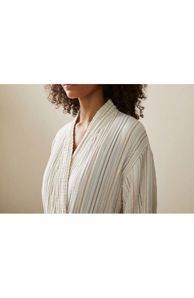 Shop Coyuchi Organic Cotton Robe In Undyed W/ Warm Stripe
