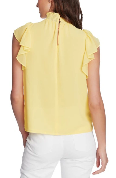Shop 1.state Flutter Sleeve Smocked Neck Blouse In Primrose Yellow