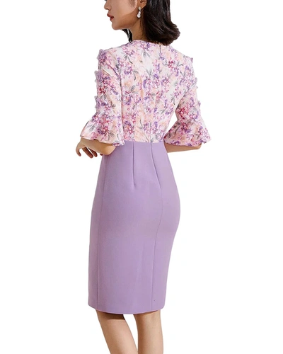 Shop Burryco Elbow-sleeve Midi Dress In Purple