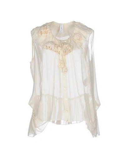 Shop High Silk Shirts & Blouses In Ivory