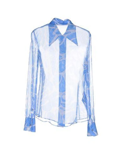 Shop Miu Miu Patterned Shirts & Blouses In Azure