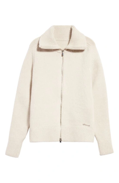 Shop Jacquemus Le Cardigan Meunier Lambswool Blend Zip Sweater In Beige 150