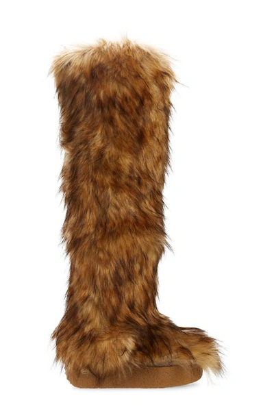 Shop Jeffrey Campbell Fluffy Faux Fur Over The Knee Boot In Brown Black