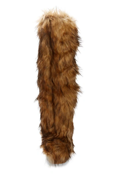 Shop Jeffrey Campbell Fluffy Faux Fur Over The Knee Boot In Brown Black