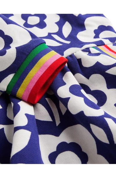 Shop Mini Boden Kids' Print Sweatshirt Dress In Bluing Blue Ski Floral