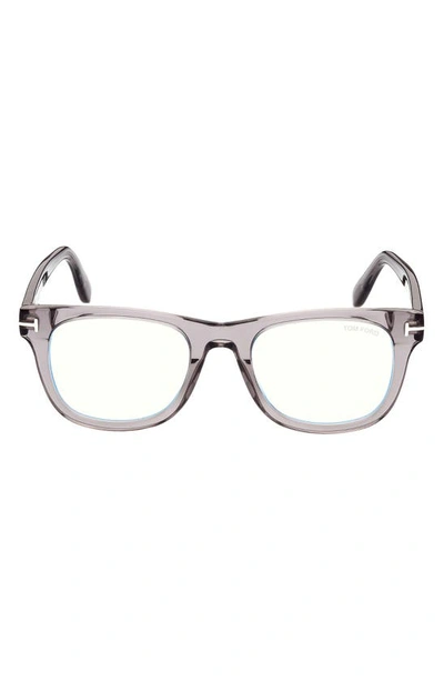 Shop Tom Ford 55mm Square Blue Light Blocking Reading Glasses In Shiny Grey/ Blue Block