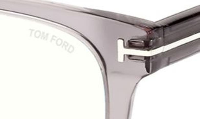 Shop Tom Ford 55mm Square Blue Light Blocking Reading Glasses In Shiny Grey/ Blue Block