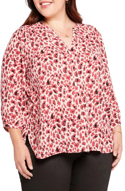 Shop Nydj High/low Crepe Blouse In Avery Animal
