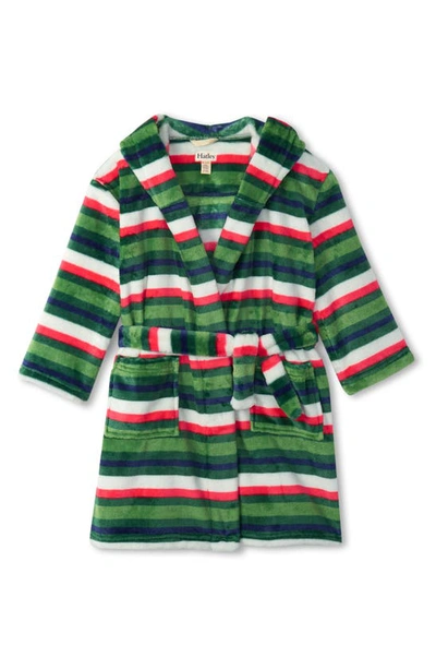 Shop Hatley Kids' Holiday Stripes Hooded Robe In Eden
