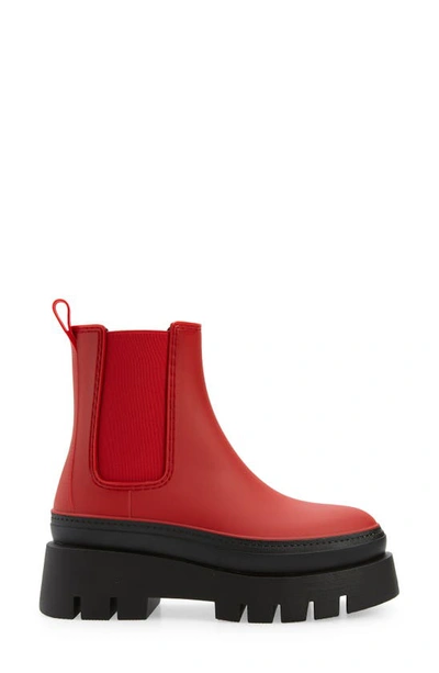 Shop Jeffrey Campbell Rain-storm Platform Chelsea Boot In Red Black