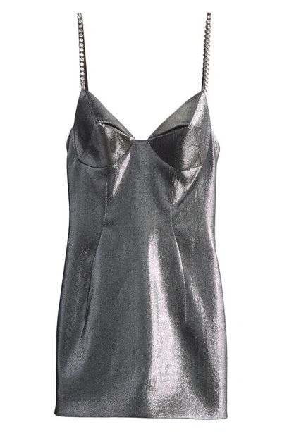 Shop Area Embellished Metallic Corset Dress In Silver