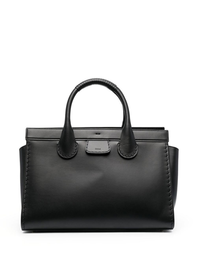 Shop Chloé Edith Leather Tote Bag In Black
