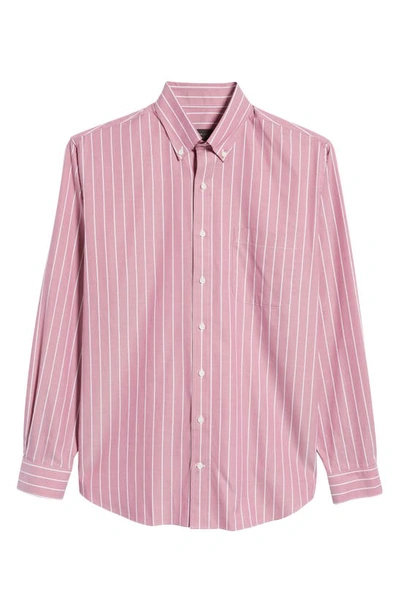Shop Alton Lane Howard Supima® Cotton Blend Oxford Button-down Shirt In Wine Big Sky Stripe