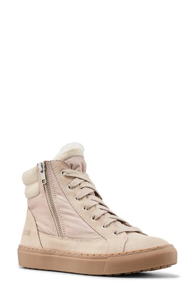 Shop Cougar Waterproof High Top Sneaker With Faux Shearling Trim In Cream