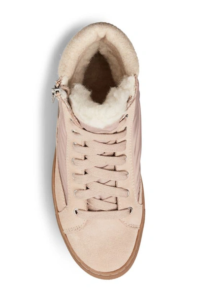 Shop Cougar Waterproof High Top Sneaker With Faux Shearling Trim In Cream