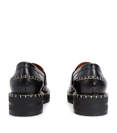 Shop Chloé Leather Studded Noua Loafers In Black