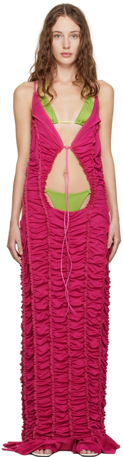 Shop Ester Manas Pink Peephole Maxi Dress In Magenta