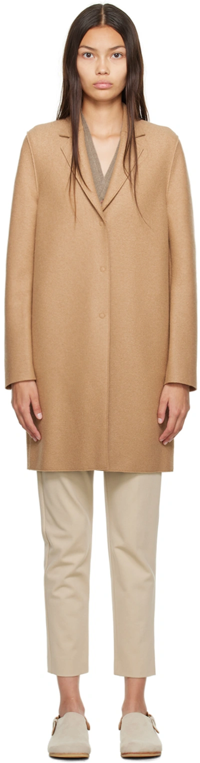 Shop Harris Wharf London Tan Cocoon Coat In Tan 441