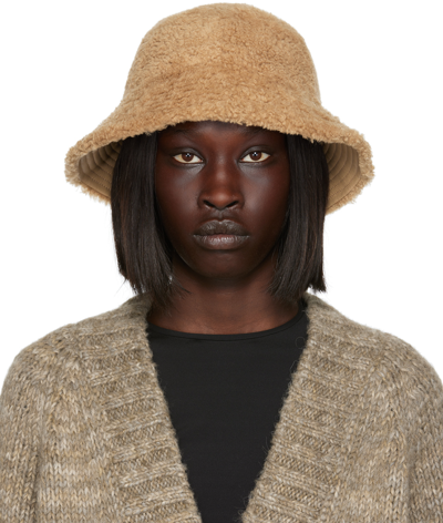 Shop Yves Salomon Beige Reversible Bob Bucket Hat In A2156 Madeleine