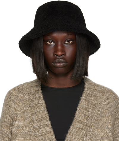 Shop Yves Salomon Black Reversible Bob Bucket Hat In C99 Noir