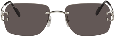 Shop Cartier Silver Signature C Sunglasses In 004 Grey