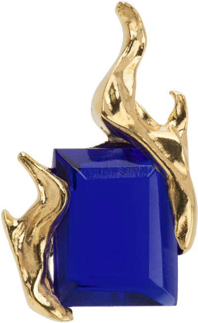 Shop Alan Crocetti Ssense Exclusive Gold & Blue Flare Left Earring In Gold Vermeil