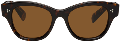 Shop Oliver Peoples Tortoiseshell Eadie Sunglasses In Dm2