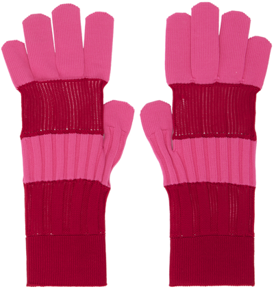 Shop Cfcl Pink & Red Fluted Gloves In Pink Multi