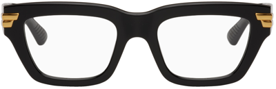Shop Bottega Veneta Black Mitre Glasses In 001 Shiny Black