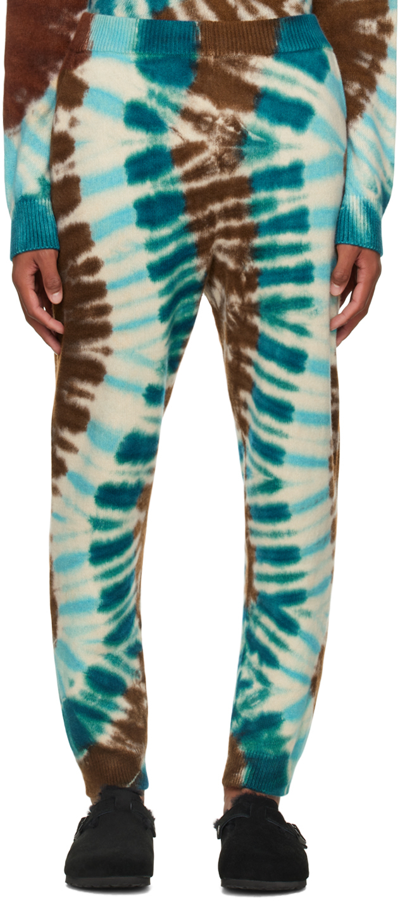 The Elder Statesman Multicolor Zig Dyed Lounge Pants In C548 Ivory W/ Trk/rs