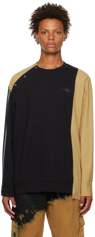 Shop Feng Chen Wang Black Paneled Sweatshirt