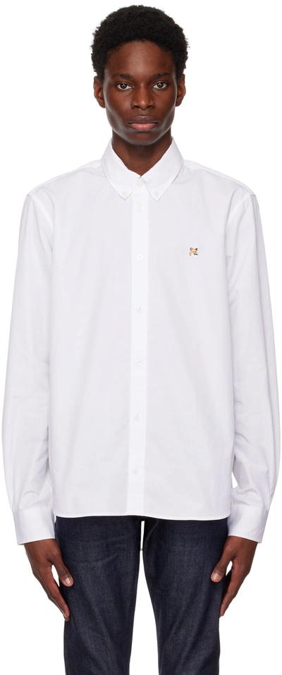 Shop Maison Kitsuné White Fox Head Shirt In P100 White