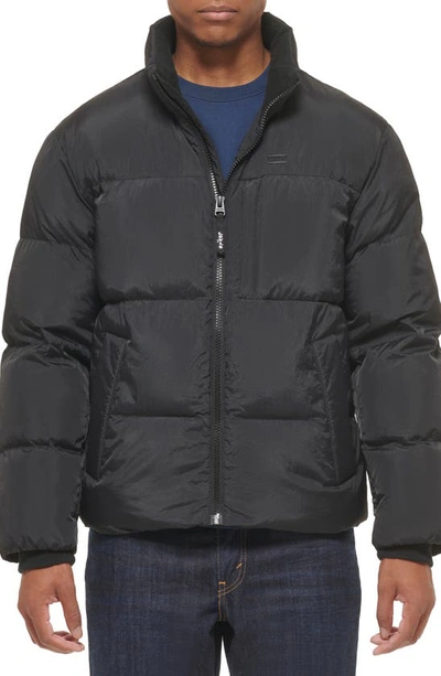 Shop Dockers Stand Collar Puffer Jacket In Black