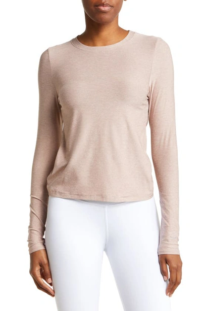 Shop Beyond Yoga Featherweight Inner Circle Cutout Knit Top In Chai
