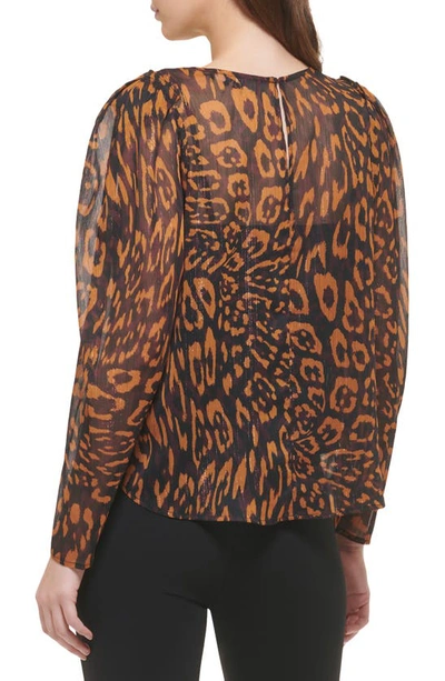 Shop Dkny Leopard Print Blouse In Roasted Pecan Multi