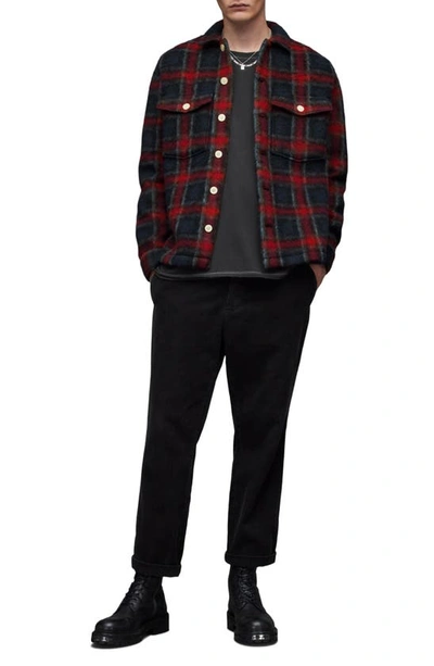 Shop Allsaints Emerson Plaid Wool Blend Fleece Button-up Shirt In Ink